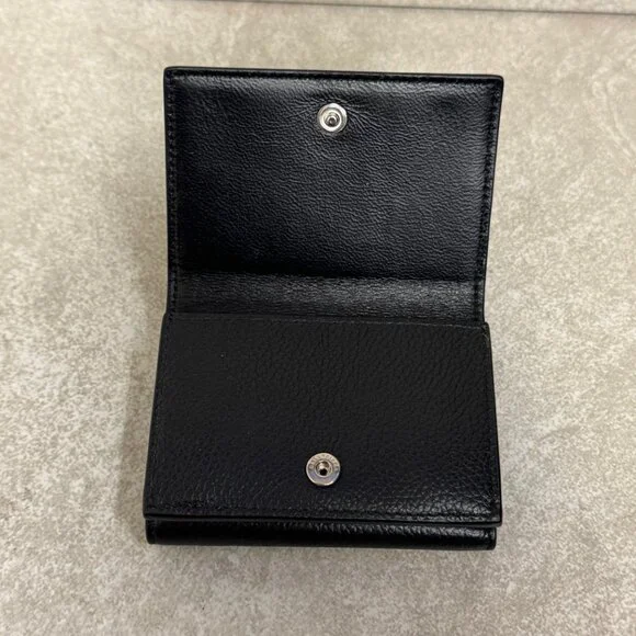 Balenciaga Logo-Print Full-Grain Leather Trifold Wallet
